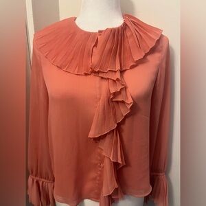 Zara Coral Ruffled Blouse